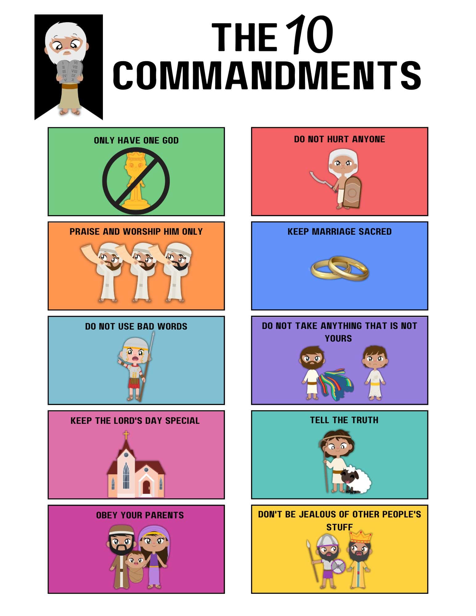 10 Commandments For Kids Printable