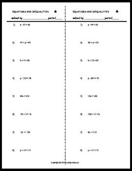 4 Corners Activity Solving One Step Equations Inequalities By Mathycathy 4 Corners Activity Solving One Step Equations Inequalities By Mathycathy