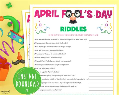 April Fool S Day Riddles Game April Fools Party Games Printable Game April Fool S Day Riddles Game April Fools Party Games Printable Game