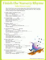Baby Shower Game Finish The Nursery Rhyme Printable Familyeducation Baby Shower Game Finish The Nursery Rhyme Printable Familyeducation