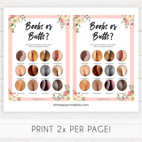 Boobs Or Butts Baby Shower Game Spring Floral Printable Baby Shower Boobs Or Butts Baby Shower Game Spring Floral Printable Baby Shower