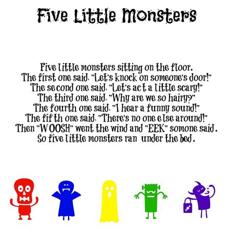 Five Little Monsters Song Preschool Songs Kindergarten Songs School Five Little Monsters Song Preschool Songs Kindergarten Songs School