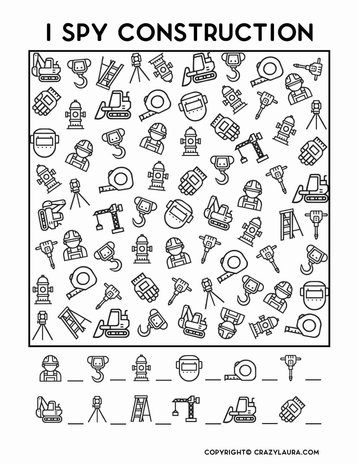 Free Construction I Spy Printable Game For Kids Printable Games For Free Construction I Spy Printable Game For Kids Printable Games For