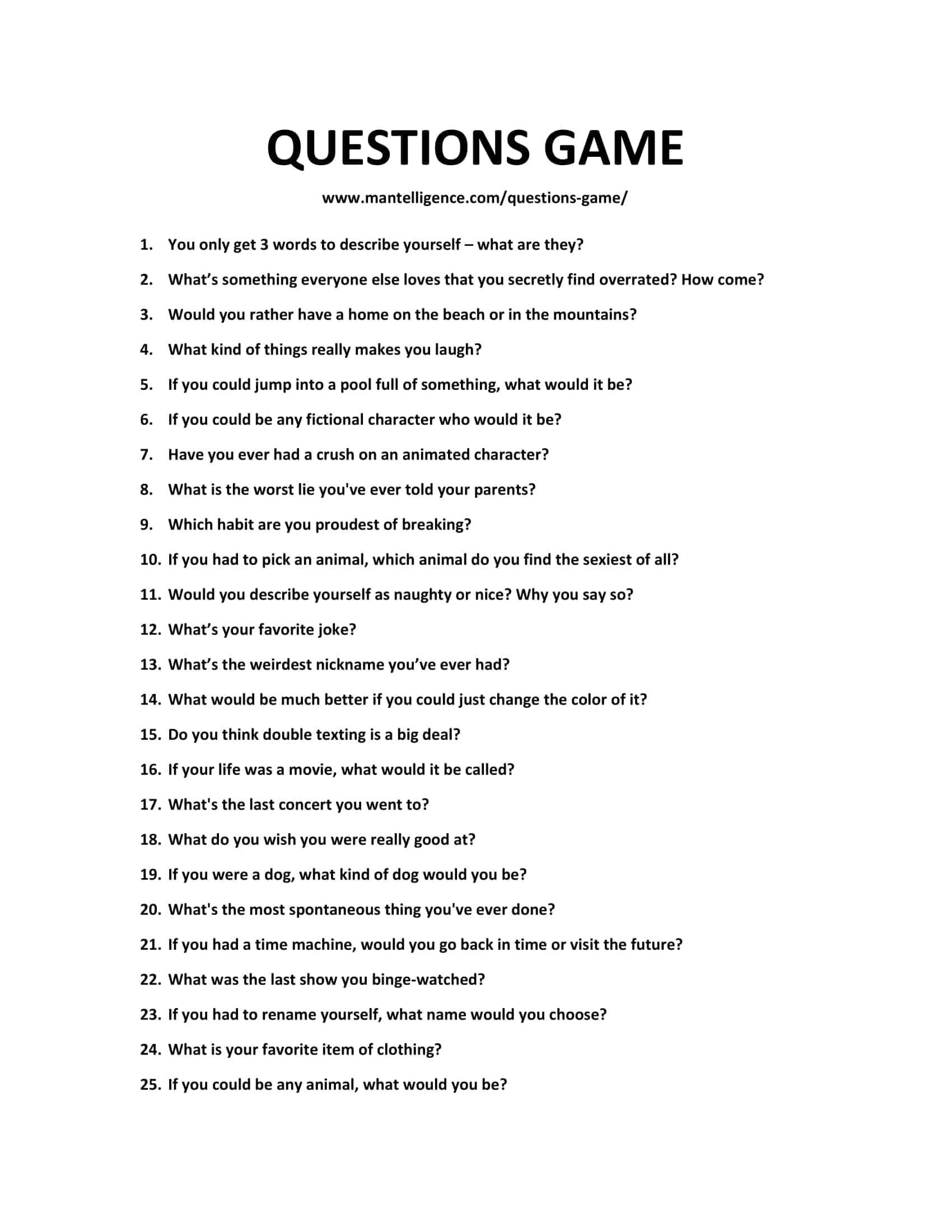 Game Questions Answered