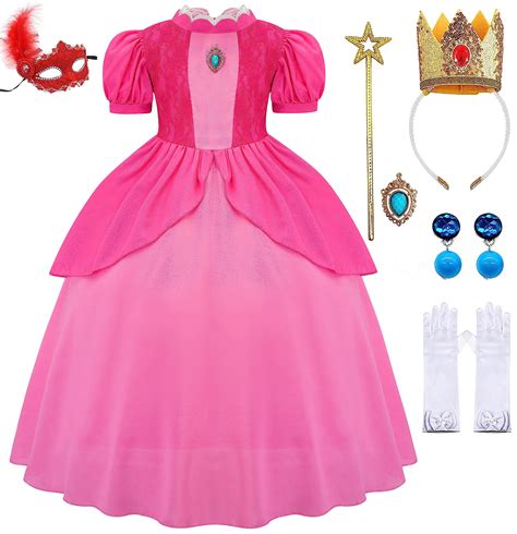 Gz Laopaitou Girls Princess Peach Costume With Accessories For Dress Gz Laopaitou Girls Princess Peach Costume With Accessories For Dress