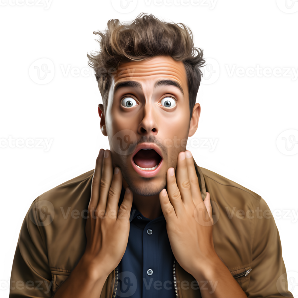 Half Body Portrait Of A Man With Shocked Expression Isolated On