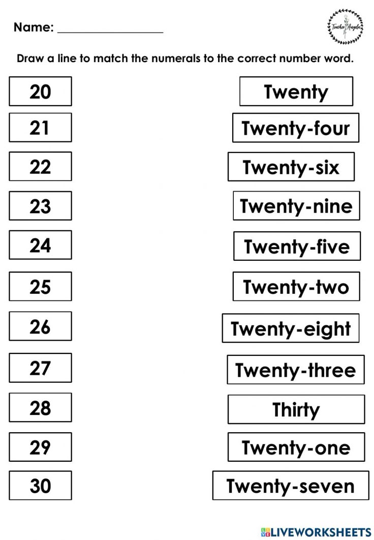 Matching Number Names And Numerals 1 10 Worksheet Live Worksheets