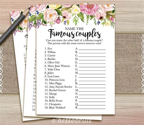 Name The Famous Couple Game Guess The Couple Printable Pink Etsy Name The Famous Couple Game Guess The Couple Printable Pink Etsy
