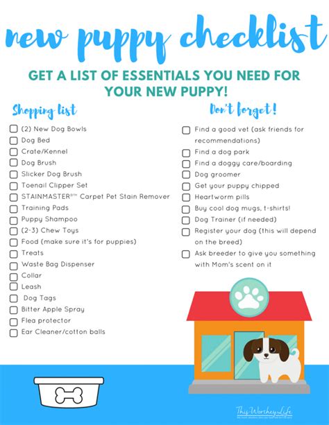 New Puppy Essentials Checklist Free Printable New Puppy Essentials Checklist Free Printable