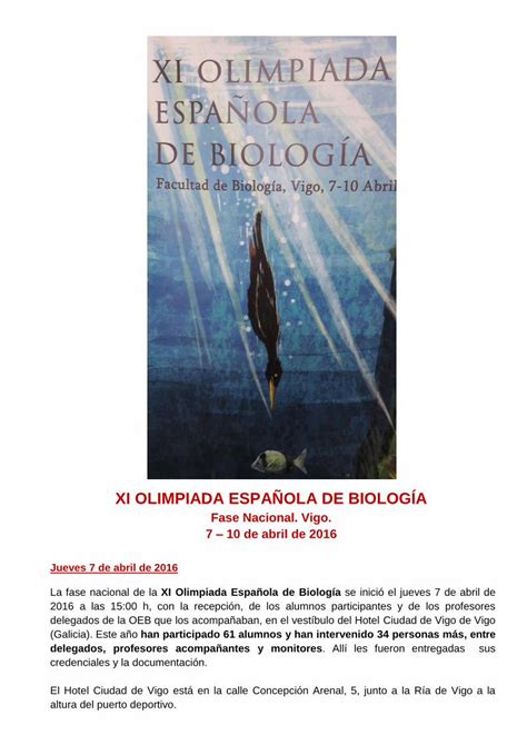 Pdf Xi Olimpiada Espa Ola De Biolog Aolimpiadadebiologia Edu Es Wp Pdf Xi Olimpiada Espa Ola De Biolog Aolimpiadadebiologia Edu Es Wp