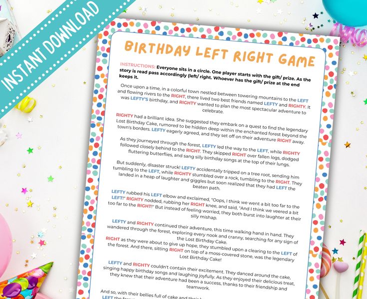 Pink Birthday Left Right Game Fun Girls Birthday Party Games For Kids Pink Birthday Left Right Game Fun Girls Birthday Party Games For Kids