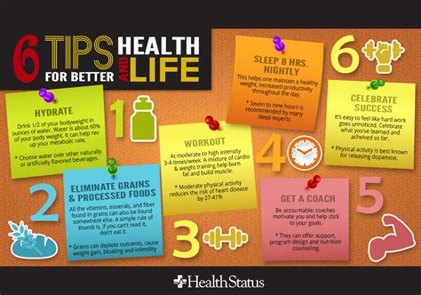 Six Tips For Better Health And Life Infographic Six Tips For Better Health And Life Infographic