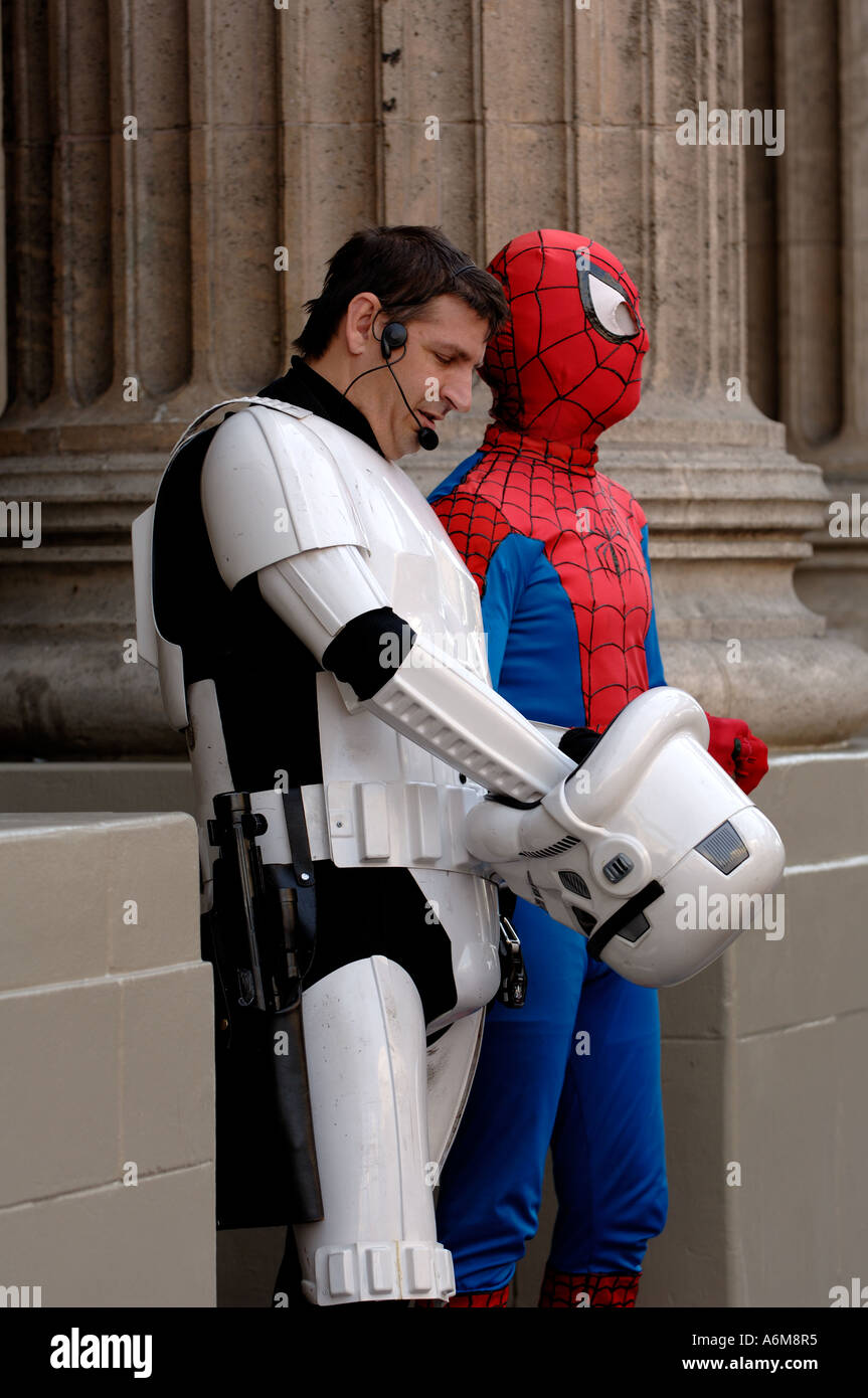 Star Wars Stormtrooper Spiderman Famous Costumed Characters Photograph Star Wars Stormtrooper Spiderman Famous Costumed Characters Photograph