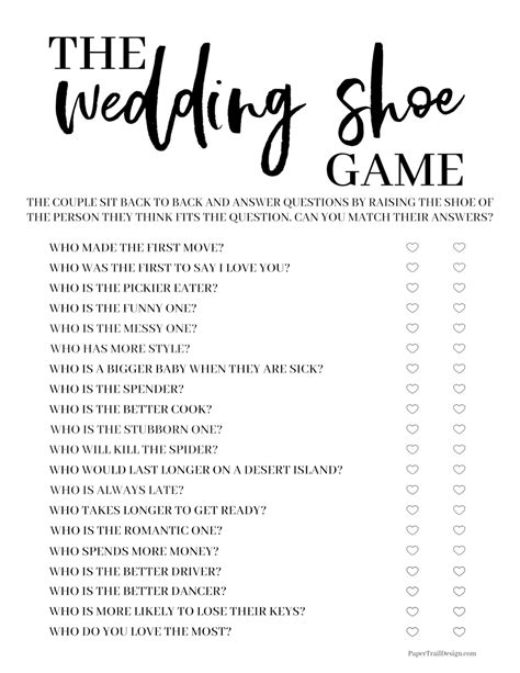 5 Shoe Wedding Game Questions