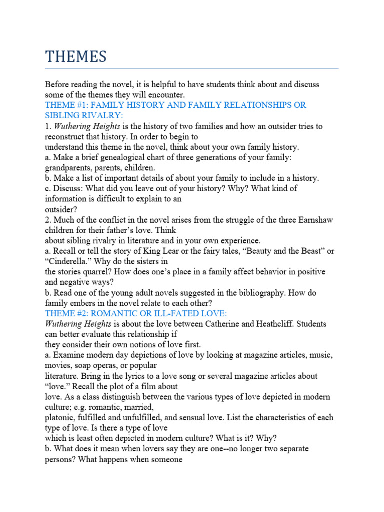 What Are The Two Major Themes Of The Novel Wuthering Heights What Are The Two Major Themes Of The Novel Wuthering Heights