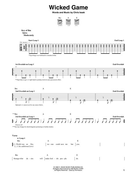 5 Ways Wicked Game Guitar Tab